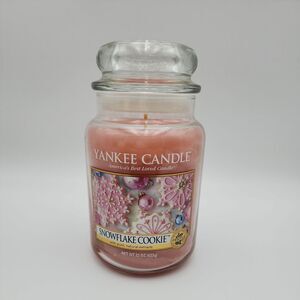 Yankee Candle Christmas"SNOWFLAKE COOKIE" Festive 22 oz WHITE LABEL RARE Retired